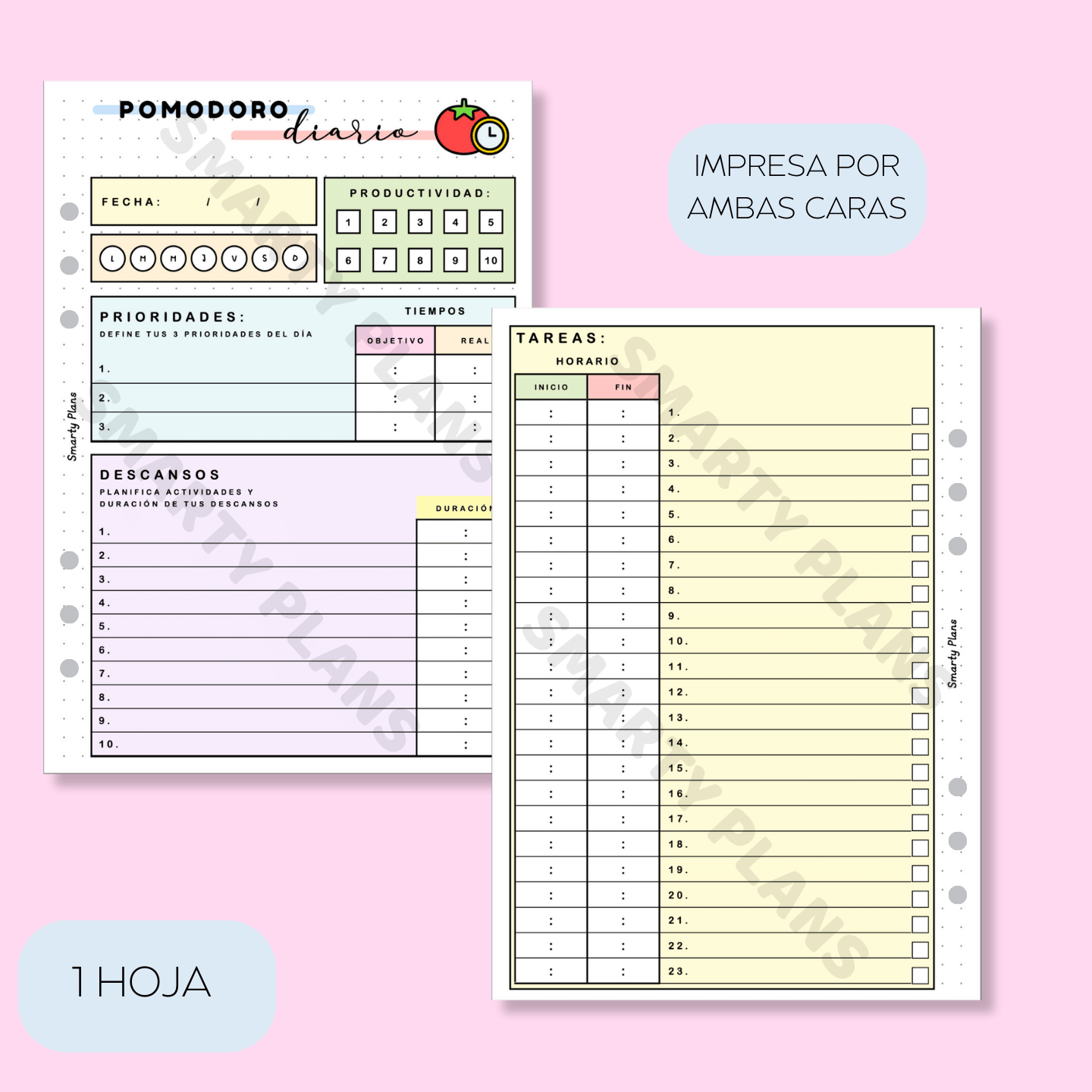 Plantilla Plastificada - Pomodoro Diario