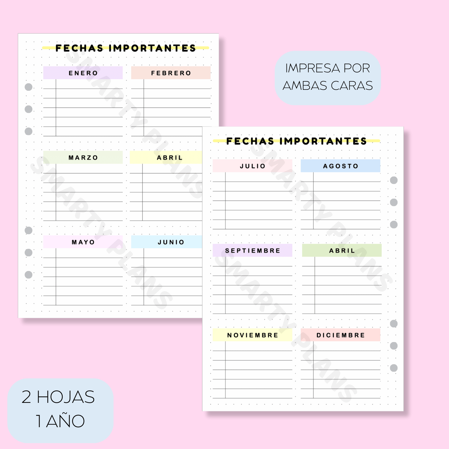 Hoja Anual - Calendario Fechas Importantes