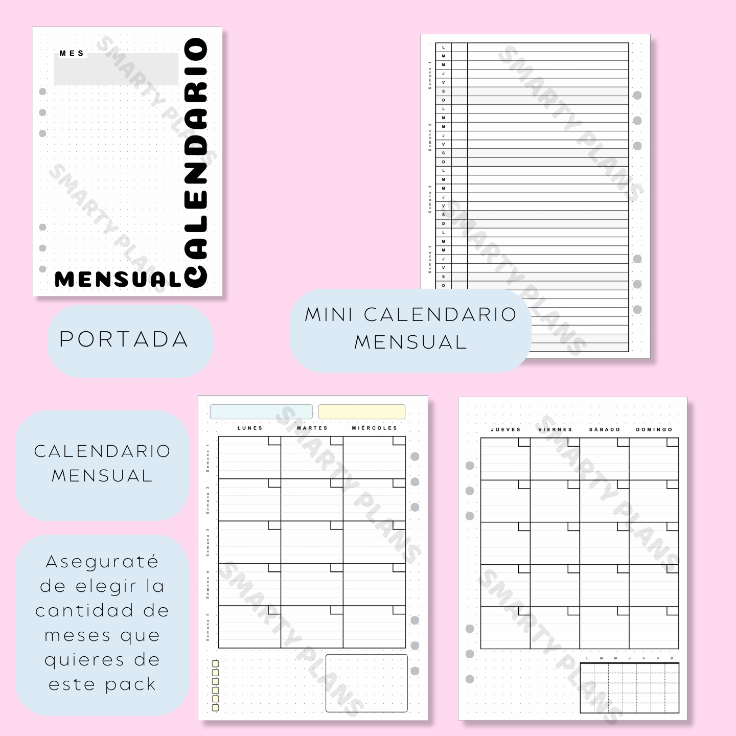 Calendario Mensual (blanco y negro)