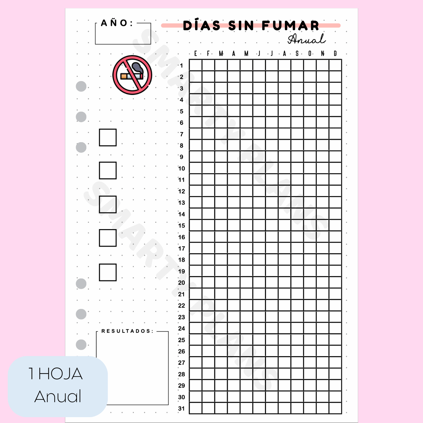 Hoja Anual Salud - Días Sin Fumar