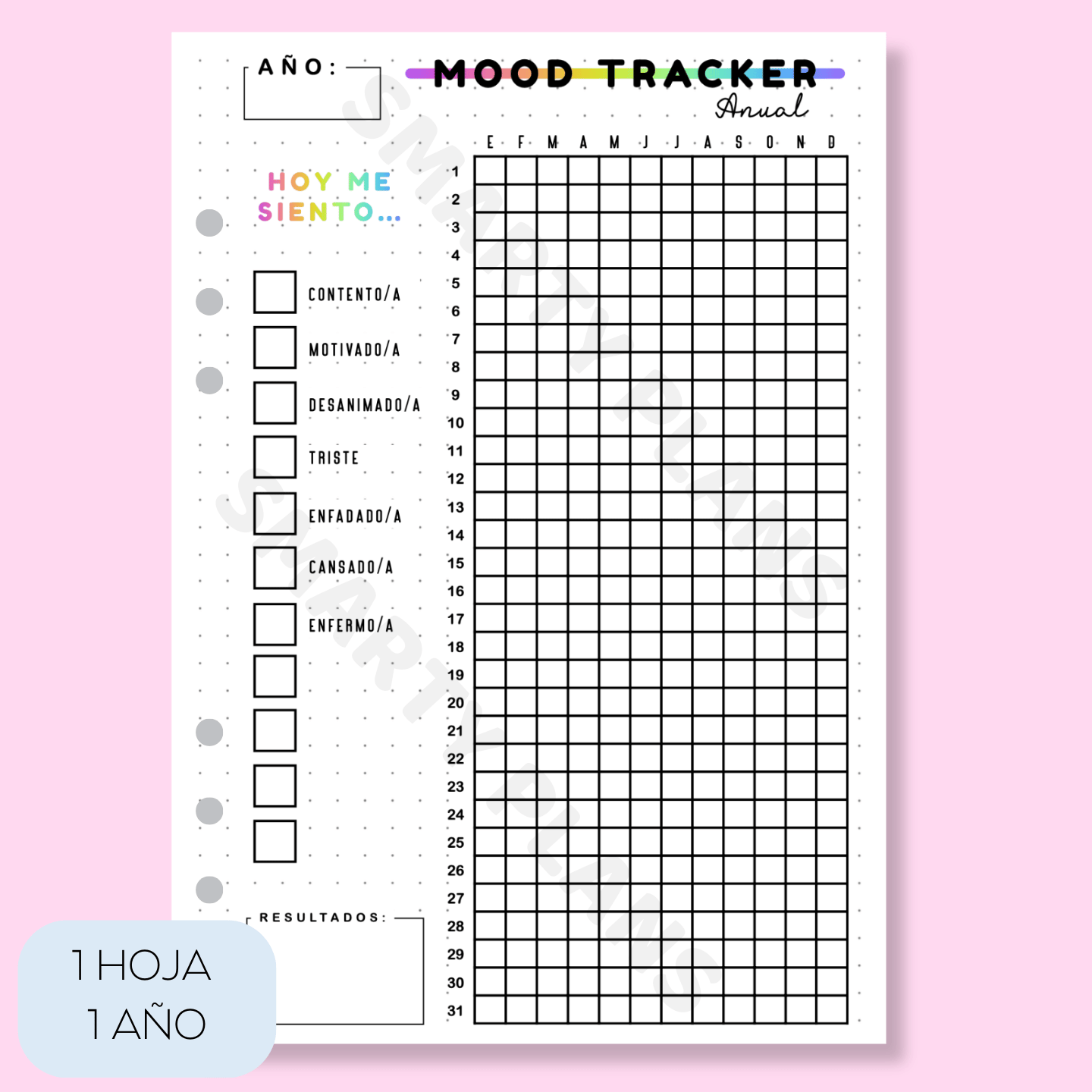 Hoja Anual - Mood Tracker/Mi Humor