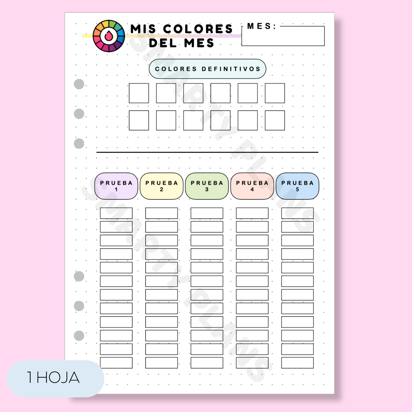 Plantilla Mensual Individual - Mis Colores del Mes