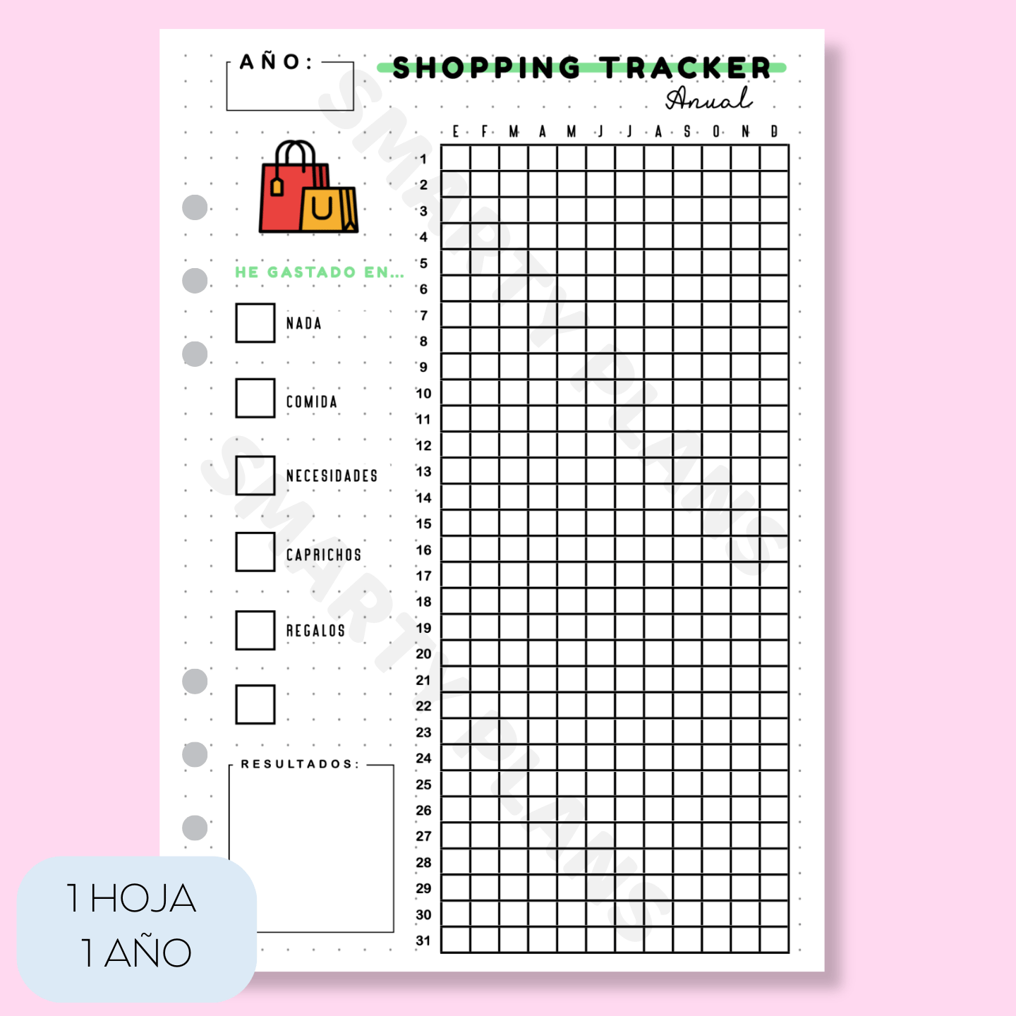 Hoja Anual - Shopping/Compras