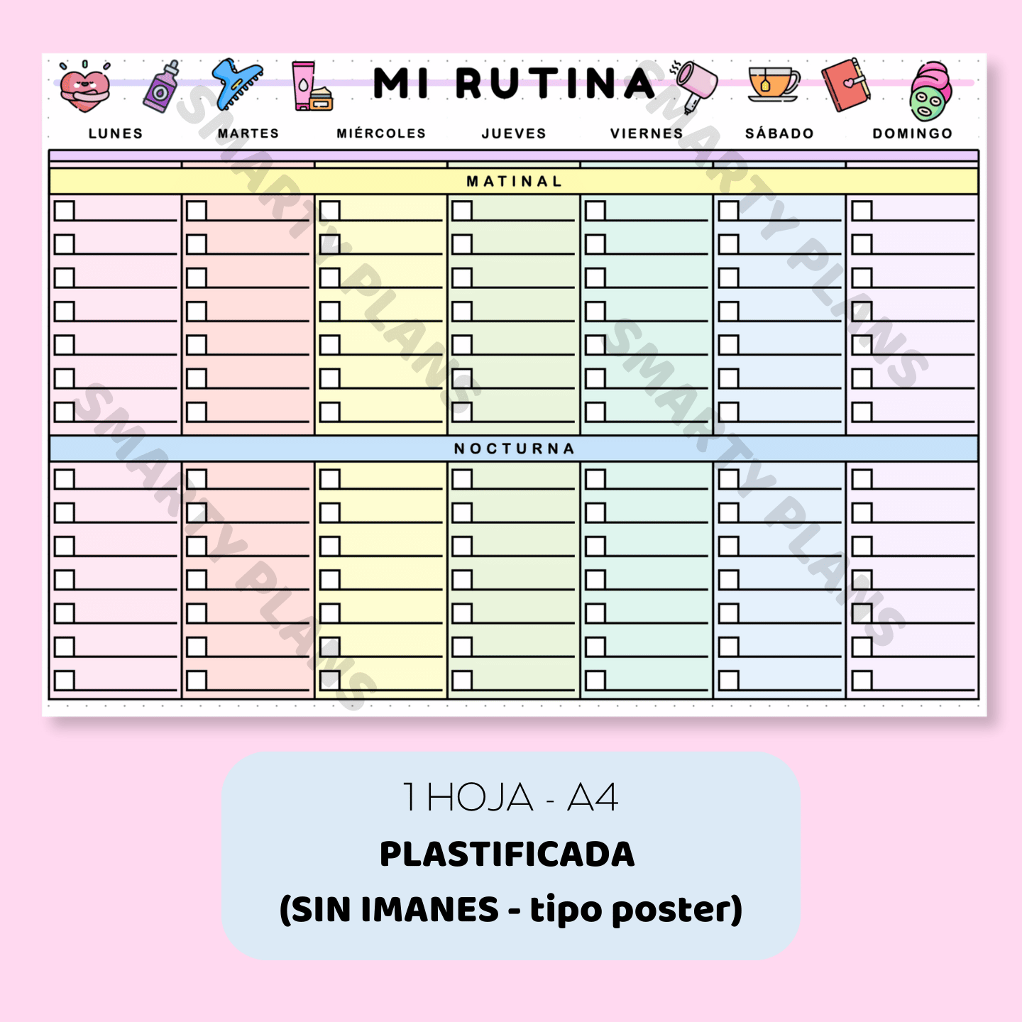 Plantilla Nevera Plastificada - Mi Rutina Matinal y Nocturna Semanal