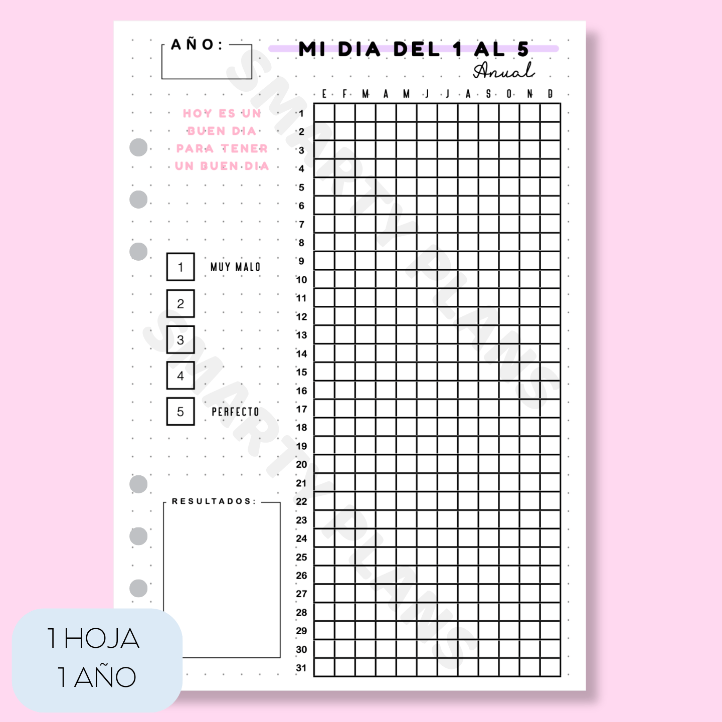 Hoja Anual - Puntúo Mi Día del 1 al 5
