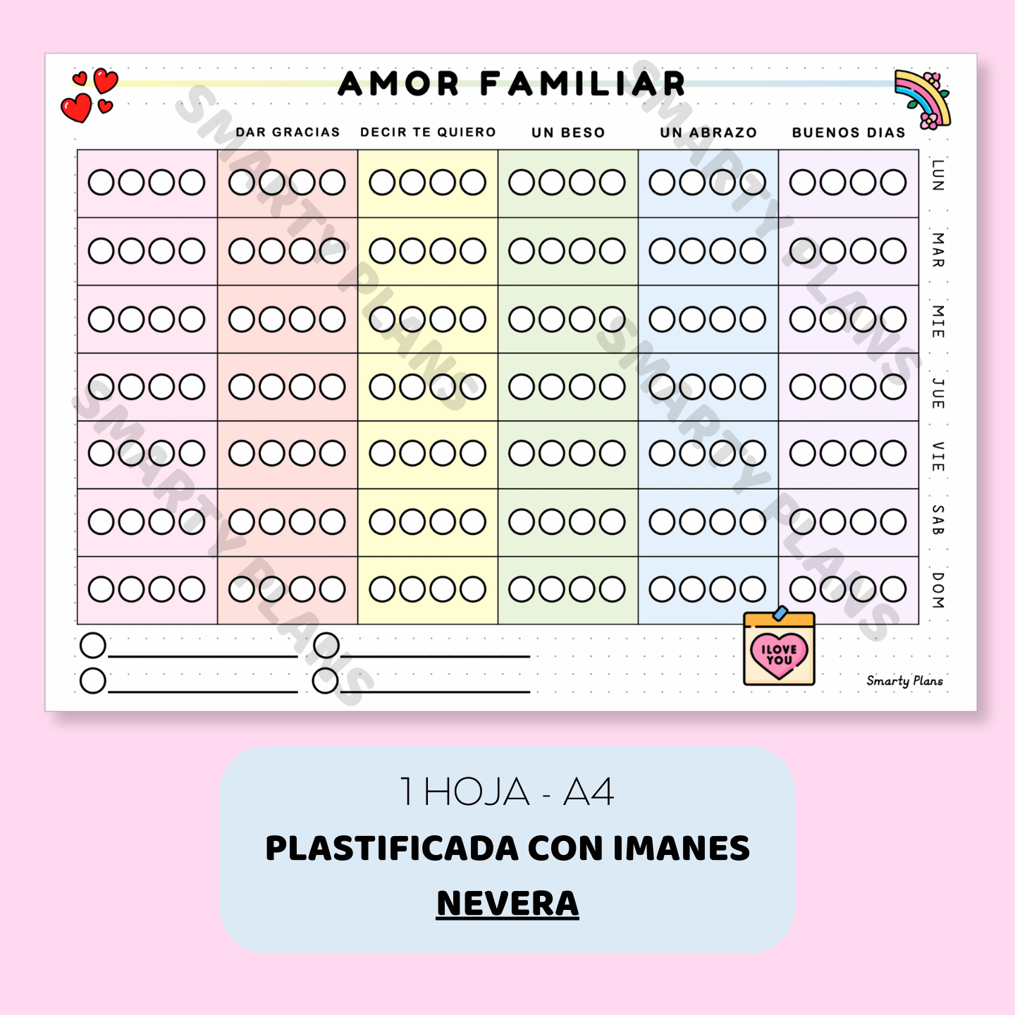 Plantilla Nevera Plastificada - Amor Familiar