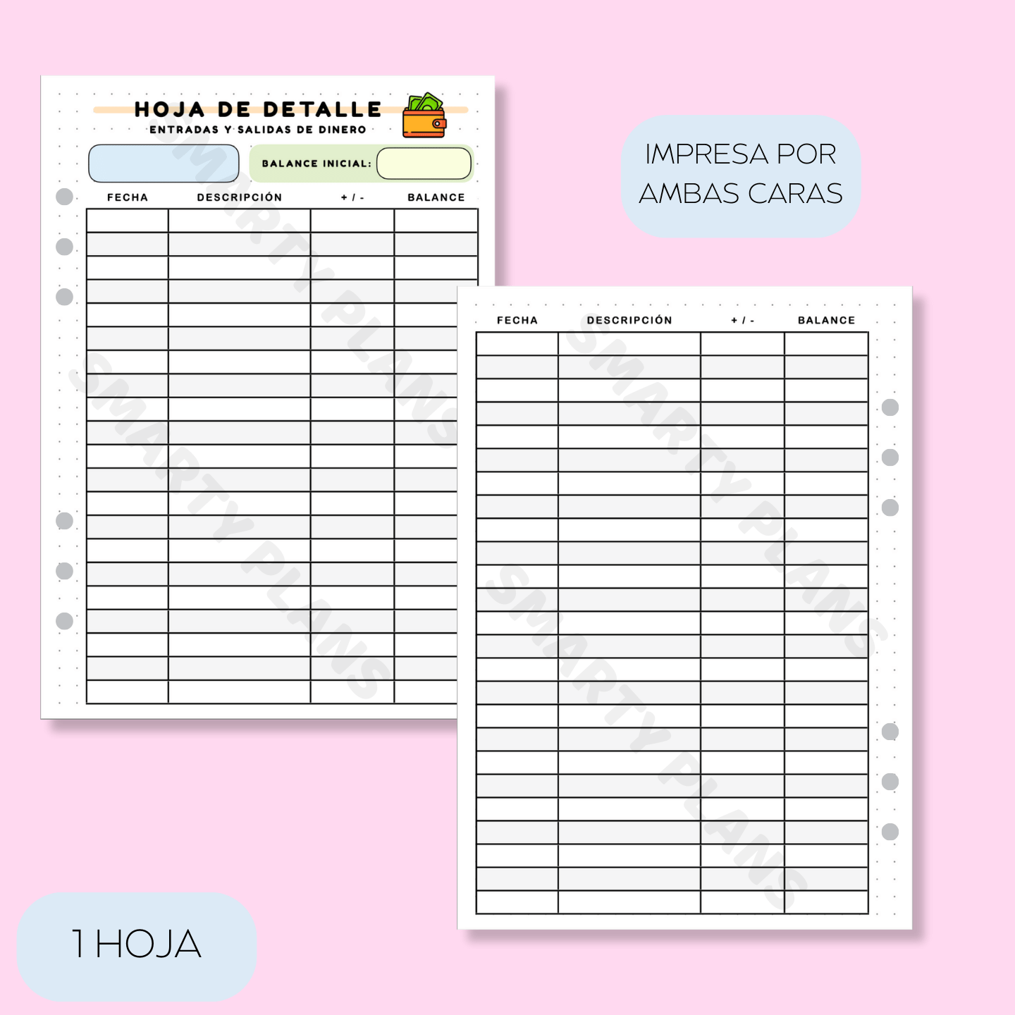 Plantilla Individual Finanzas - Hoja Detalle de Gastos o Ingresos
