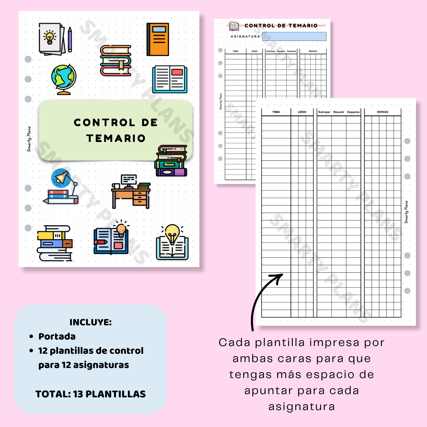 Pack Plantillas Estudiantes - Control de Temario Extenso