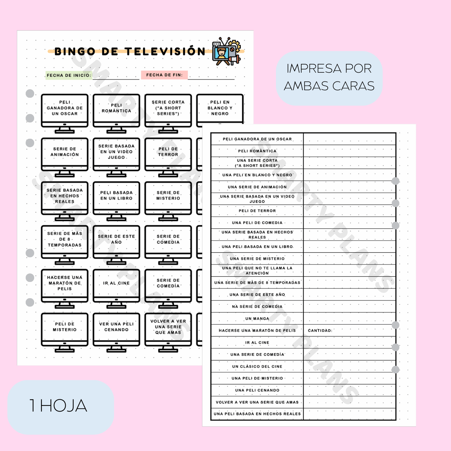 Plantilla Individual - Bingo Series y Películas