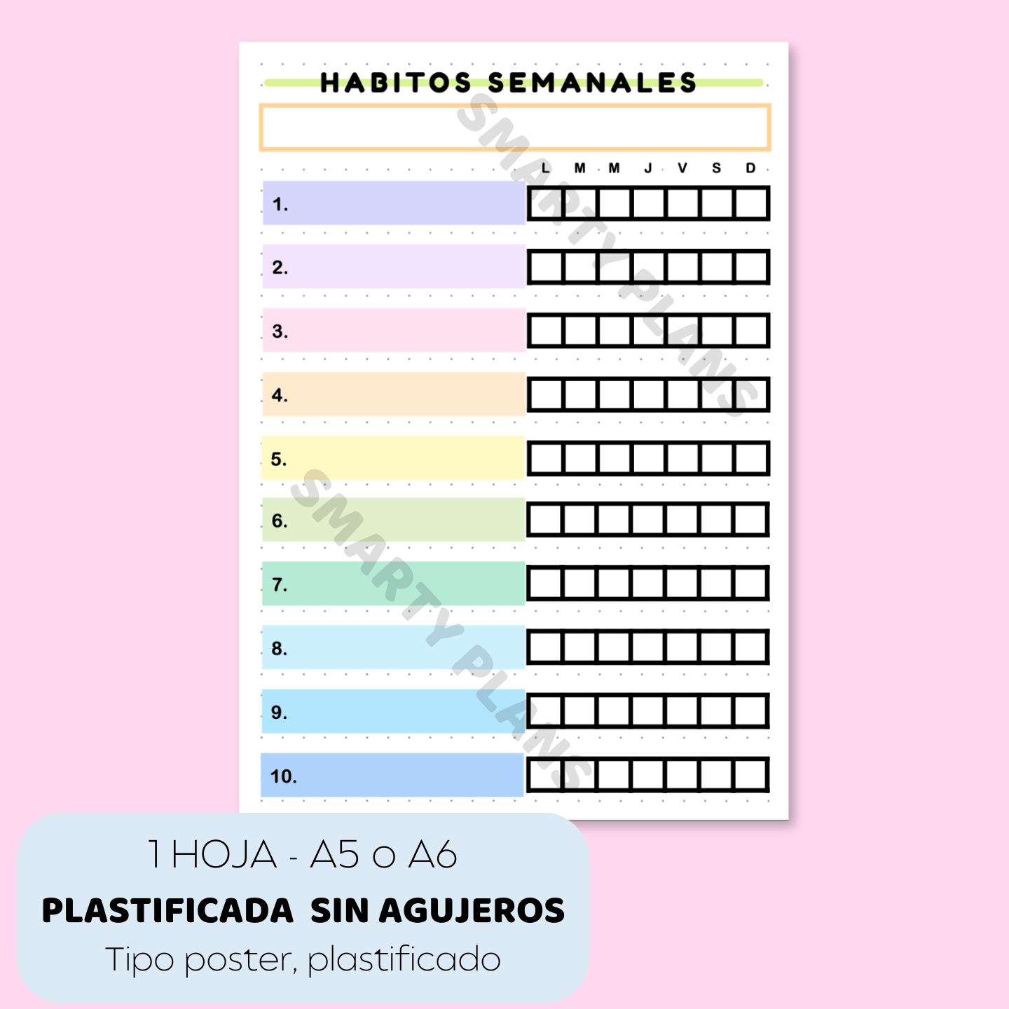 Plantilla Plastificada - Hábitos Semanales