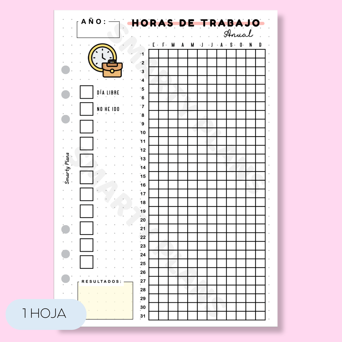 Hoja Anual - Horas de trabajo