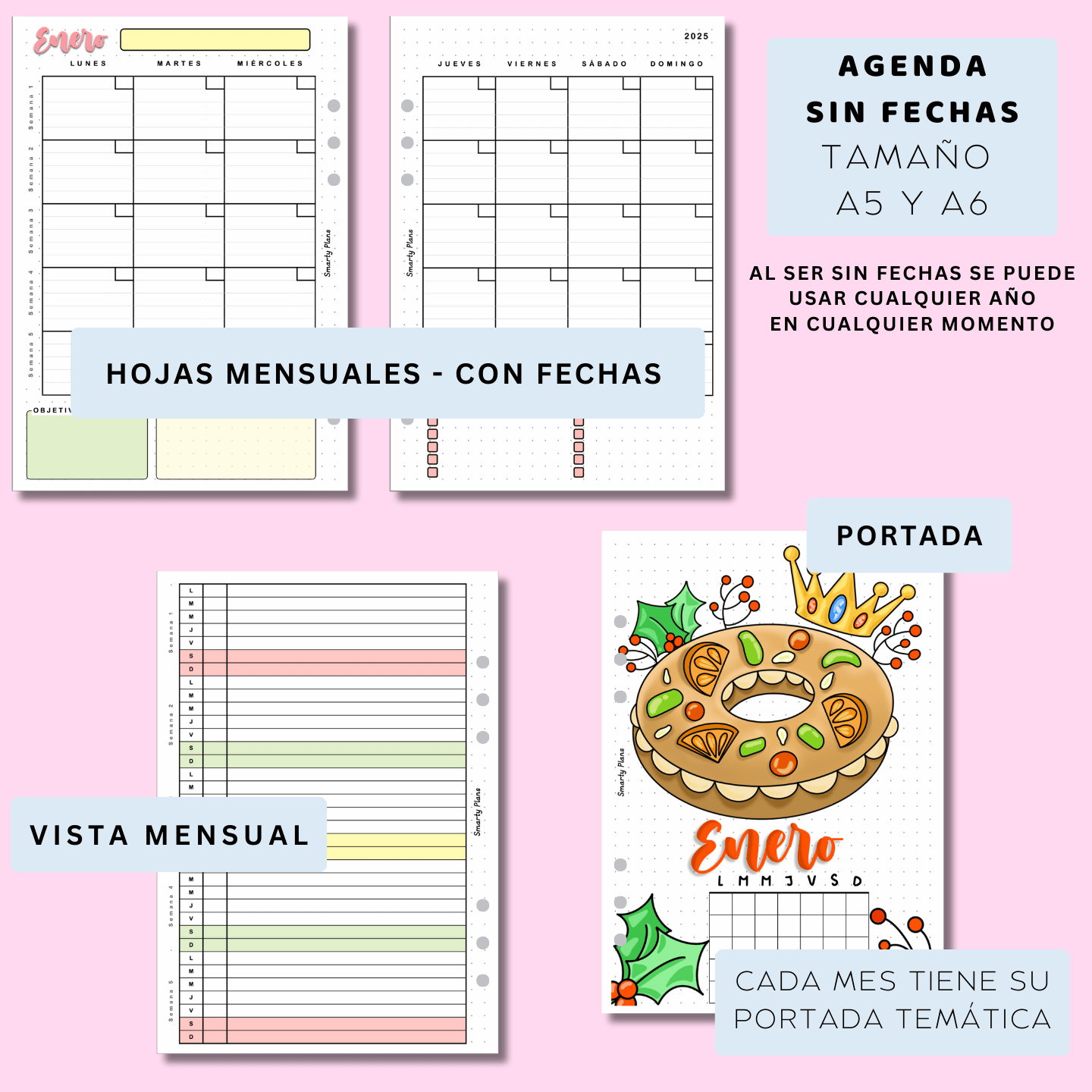 Calendario Mensual Temático - Sin Fechas