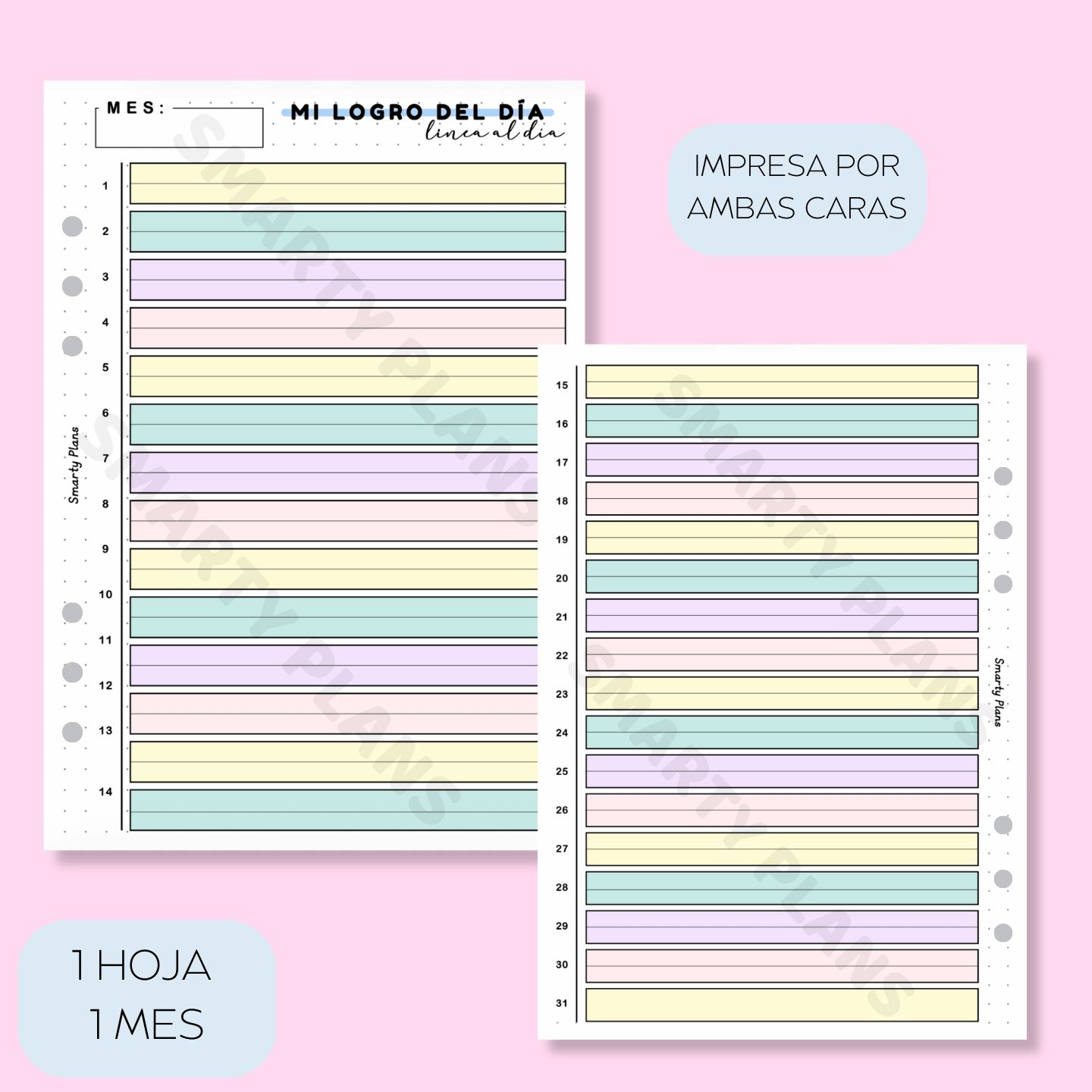 Plantilla Mensual 1 linea al día - Mi logro del día