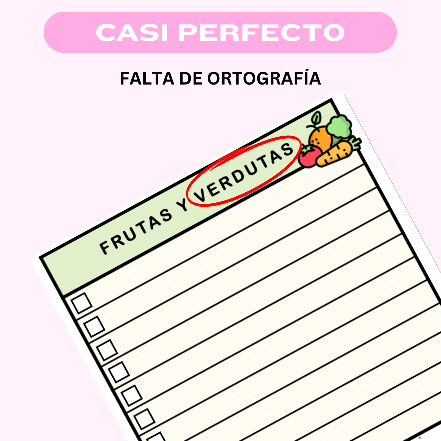 Casi Perfecto - Tarjeta Plastificada Lista de la Compra
