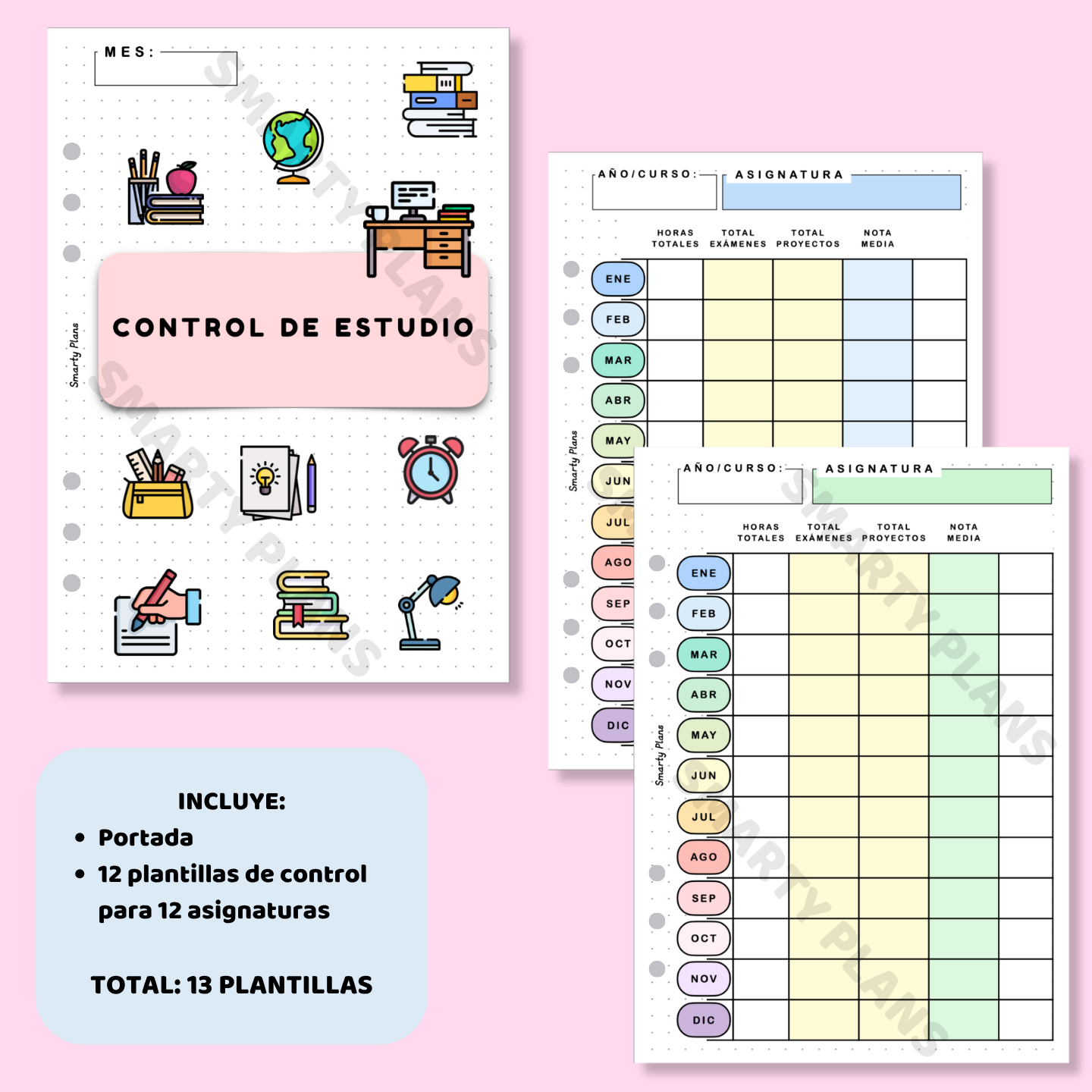 Pack Plantillas Estudiantes - Control de Estudio