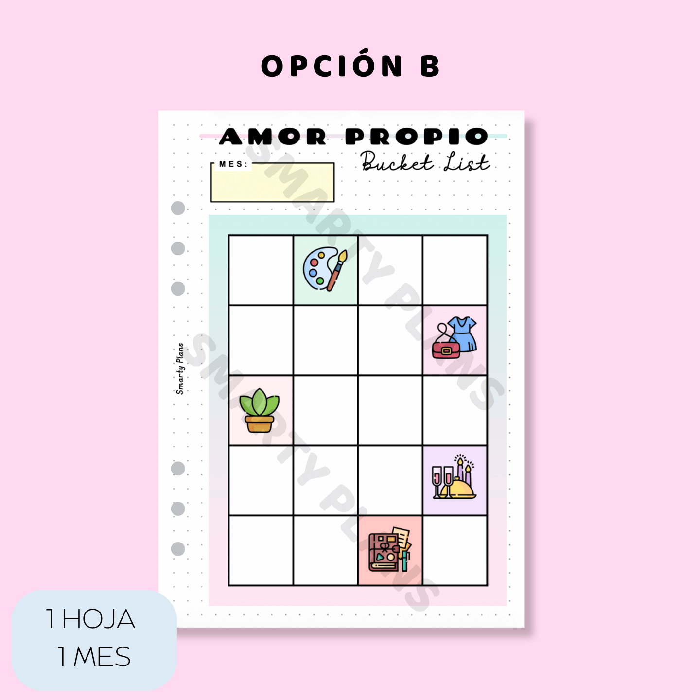 Plantilla Mensual - Bucket List Amor Propio