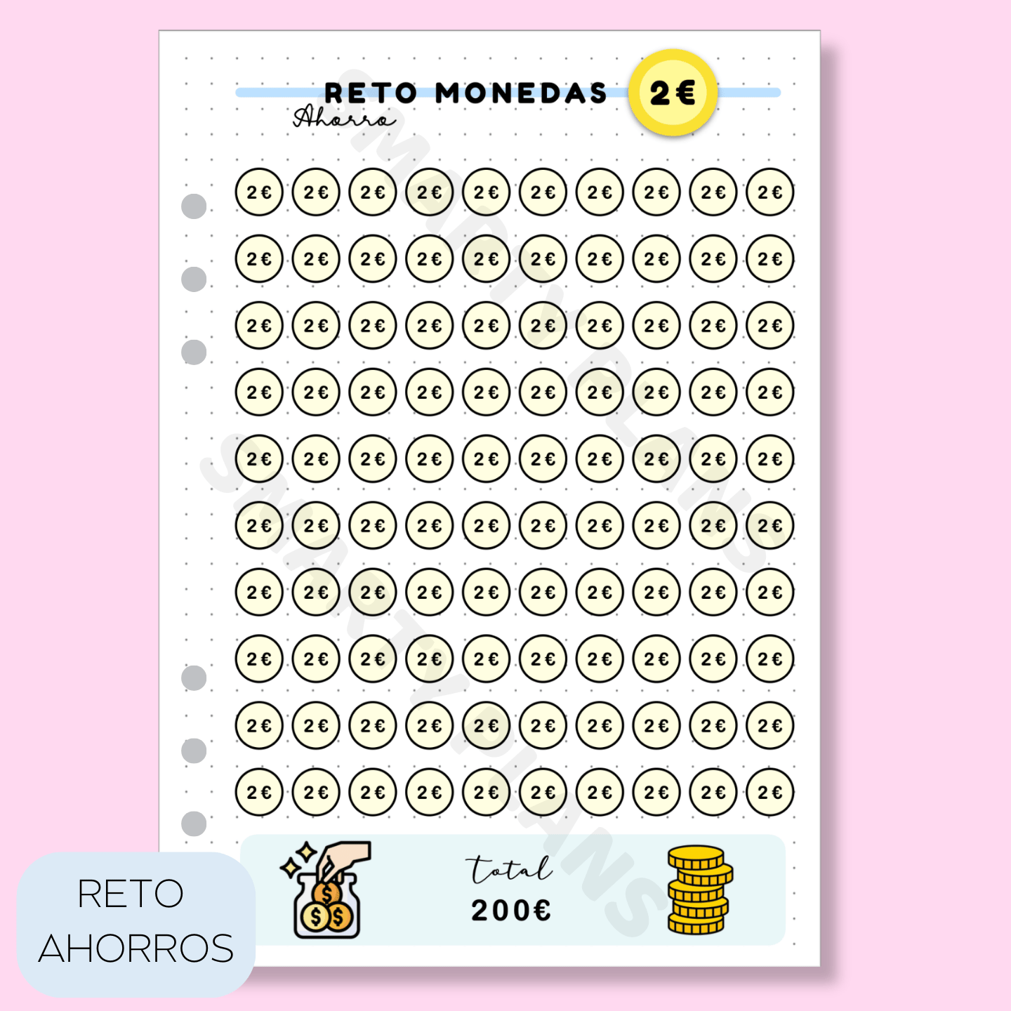 Plantilla Individual Finanzas - Reto de Ahorro 2€