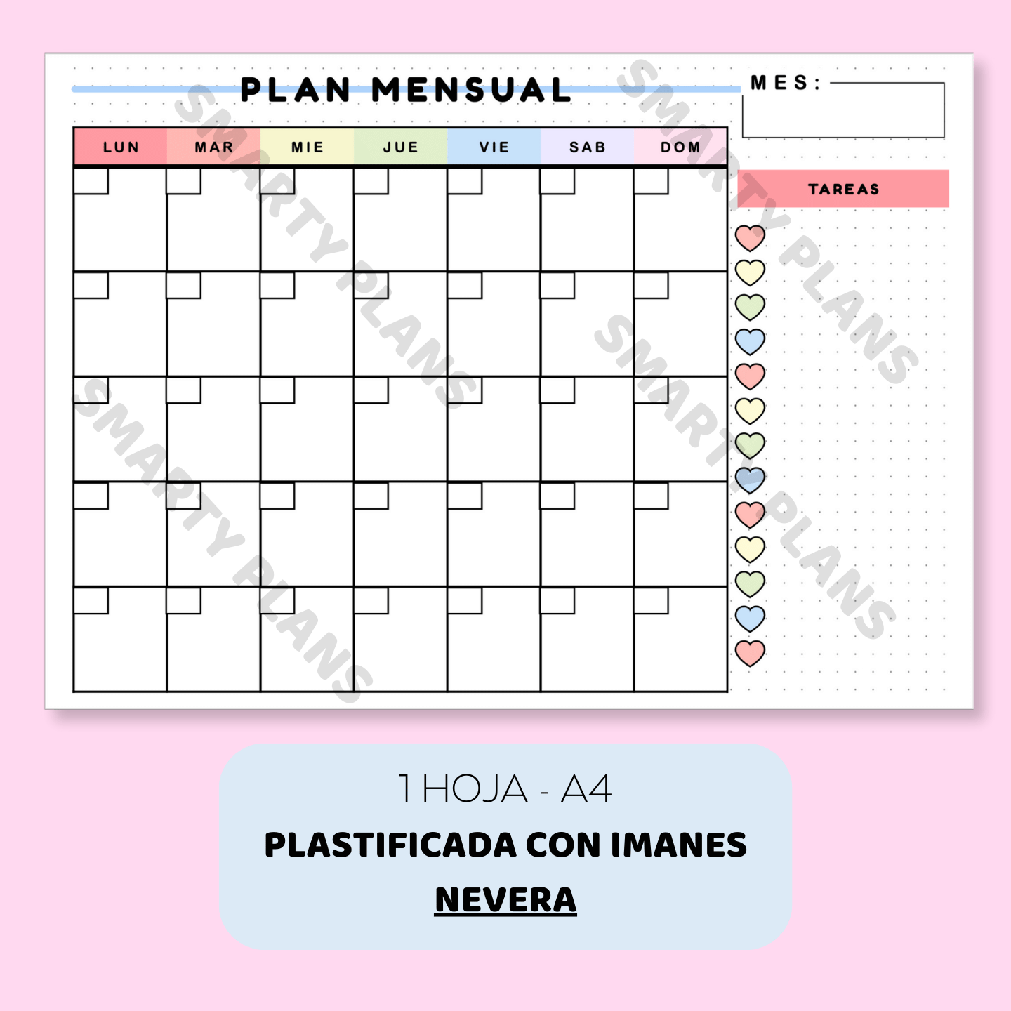 Plantilla Nevera Plastificada - Calendario Plan Mensual