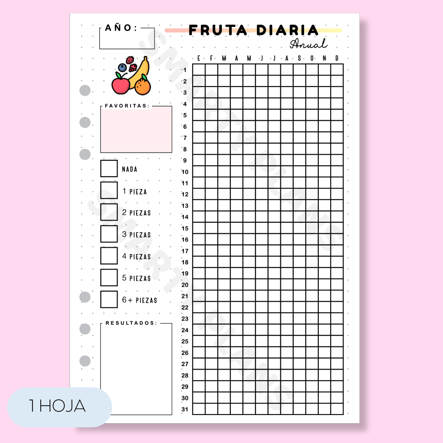 Hoja Anual - Fruta Diaria