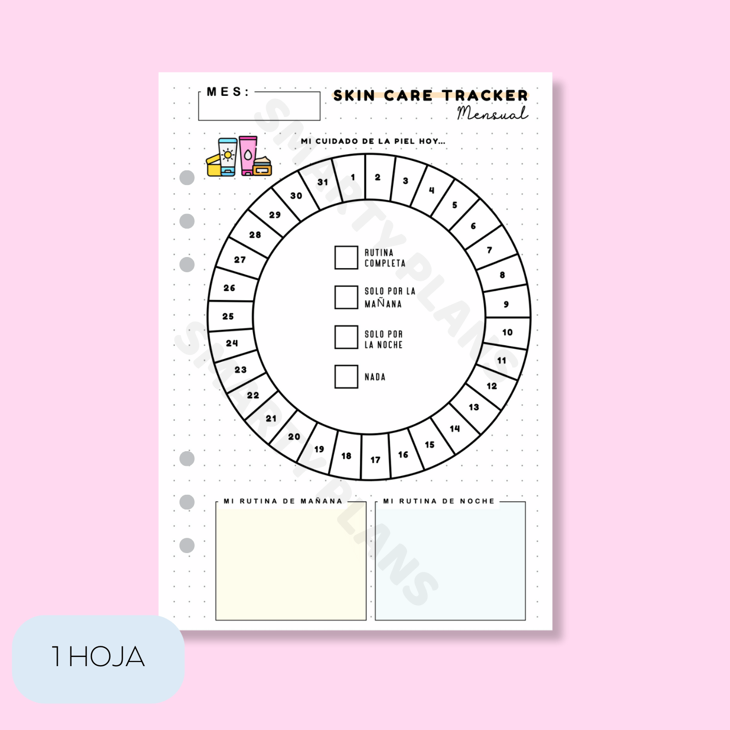 Plantilla Individual Mensual - Skin Care Tracker