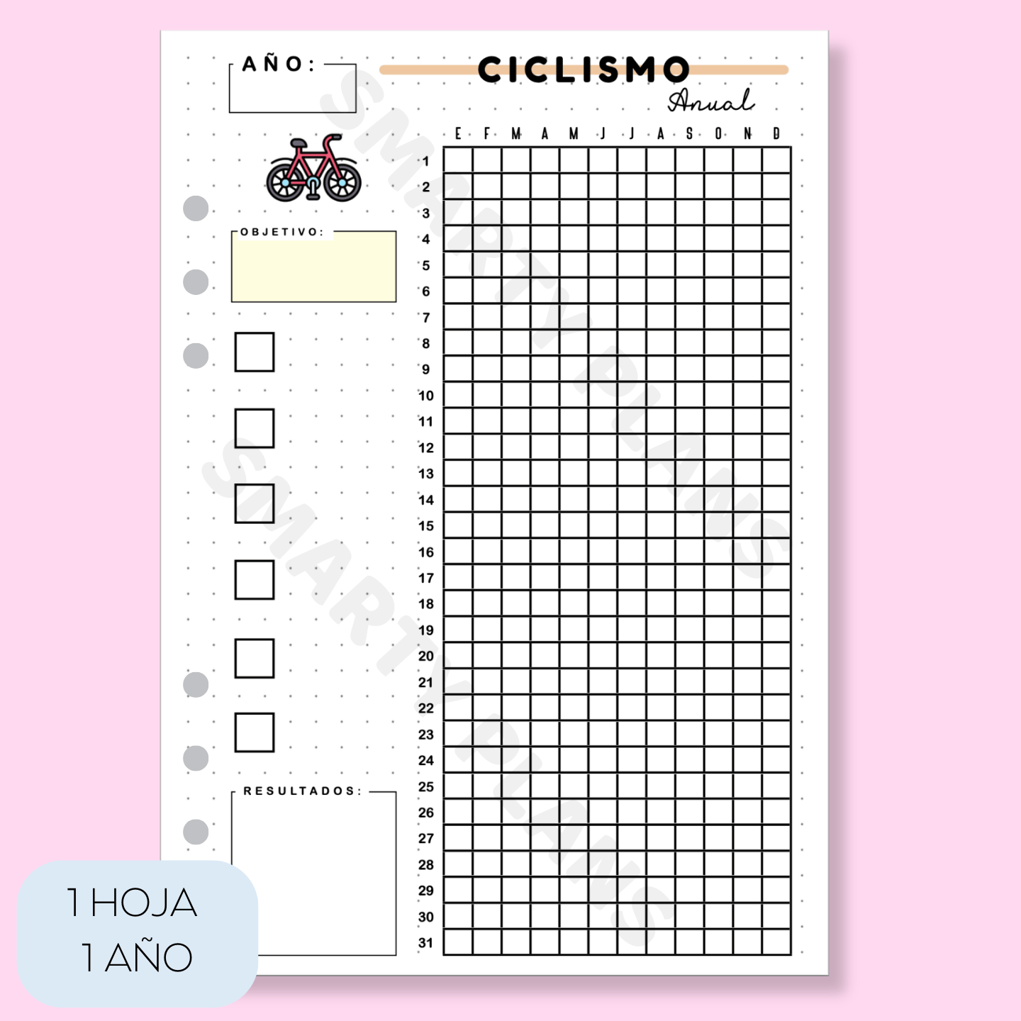 Hoja Anual - Fitness/Deporte Ciclismo