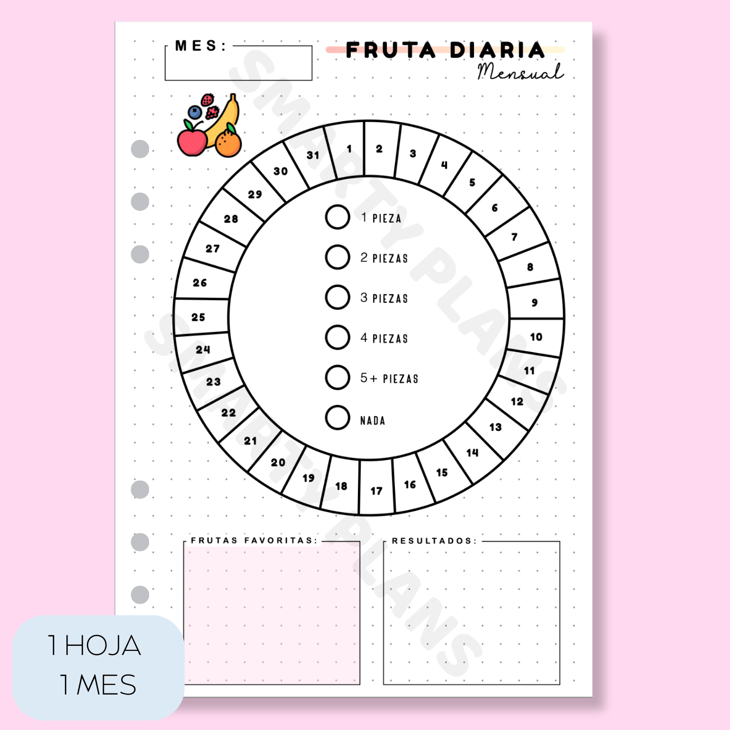 Plantilla Mensual Individual - Fruta Diaria