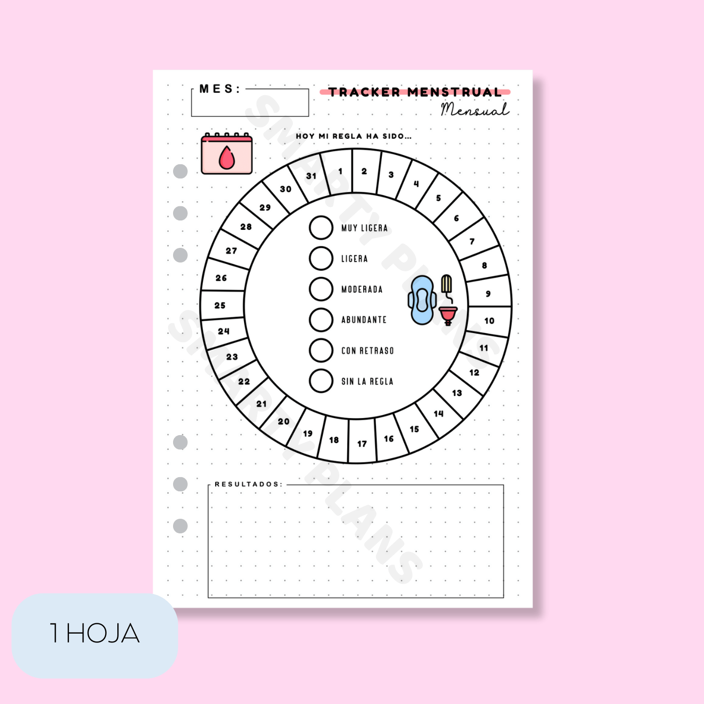 Plantilla Individual Mensual - Tracker Menstruación