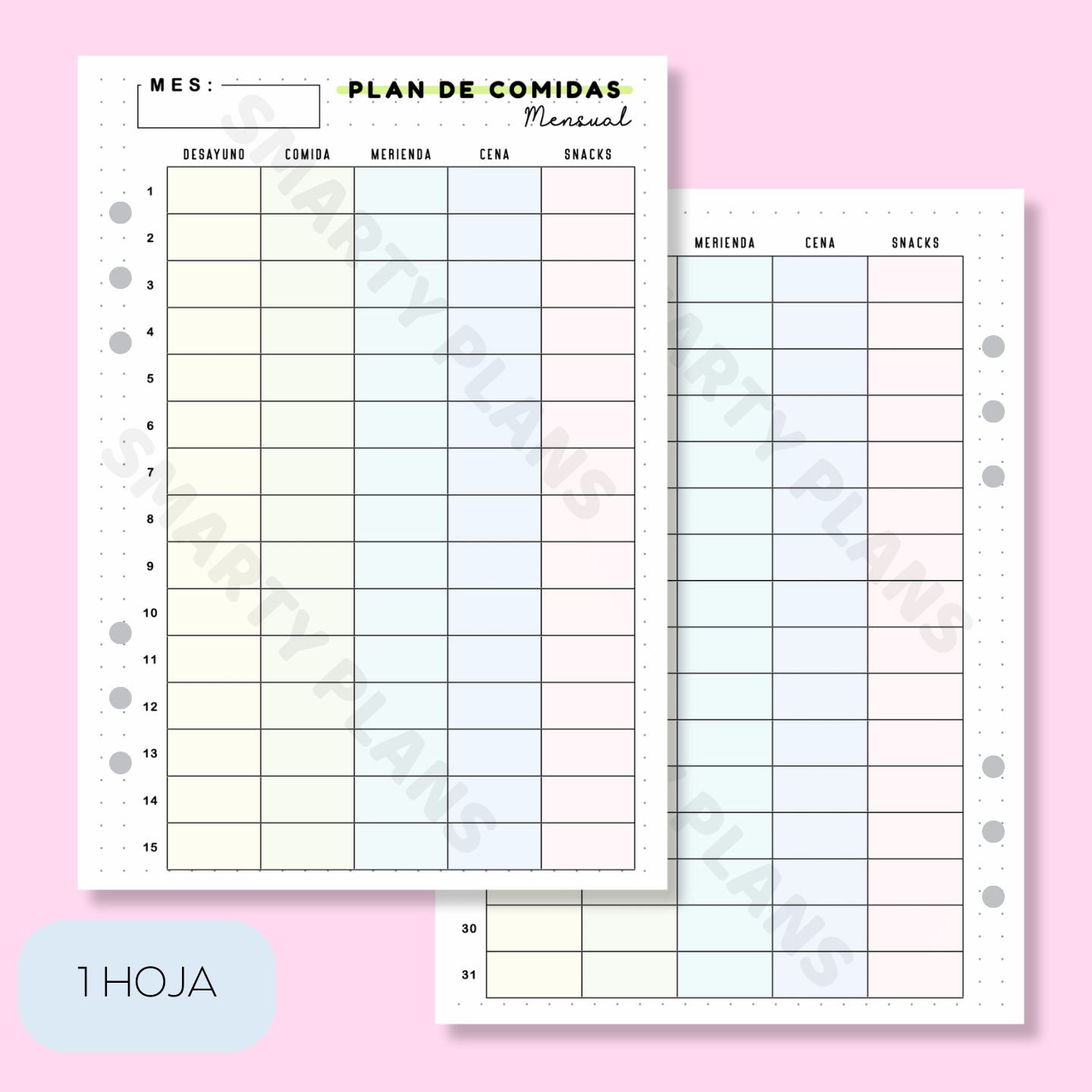 Plantilla Individual Mensual - Plan de Comidas