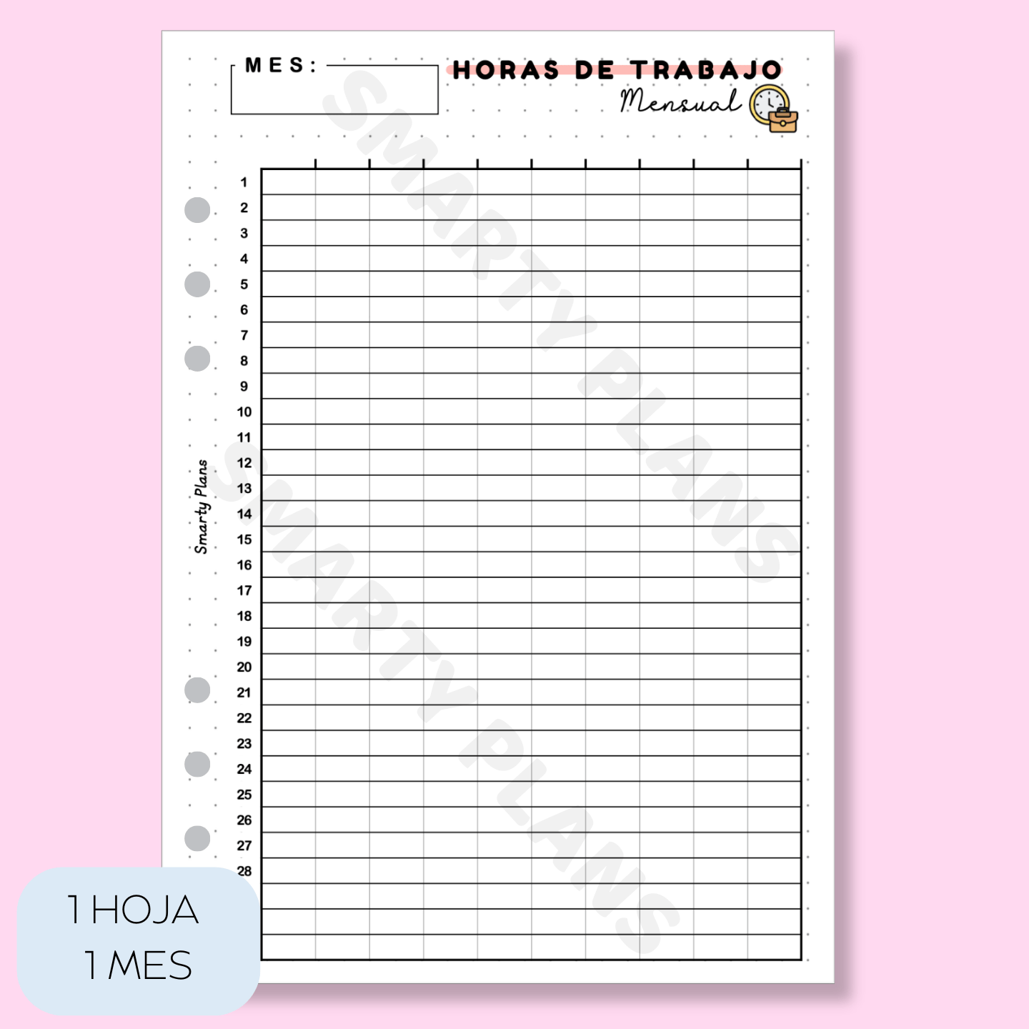 Plantilla Mensual - Horas de Trabajo