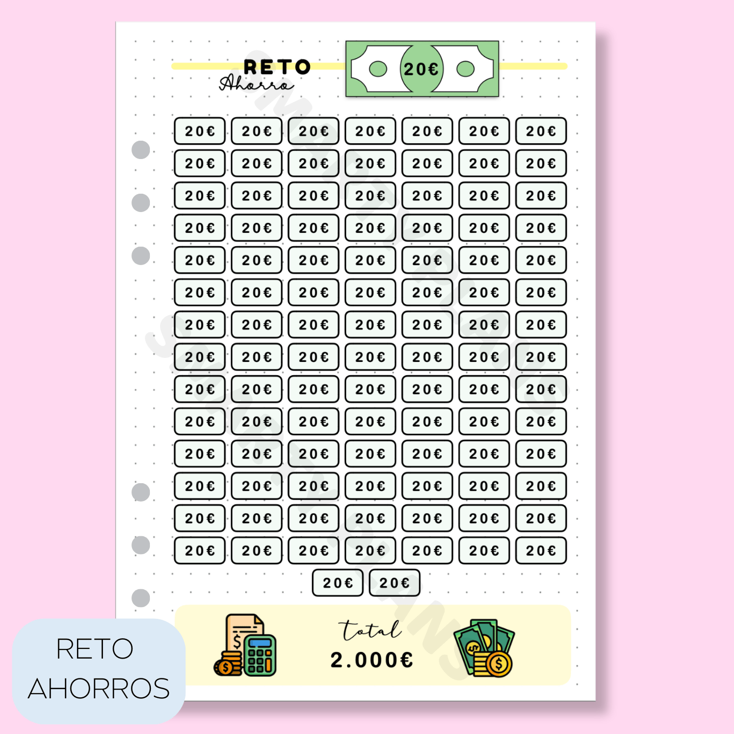 Plantilla Individual Finanzas - Reto de Ahorro 20€