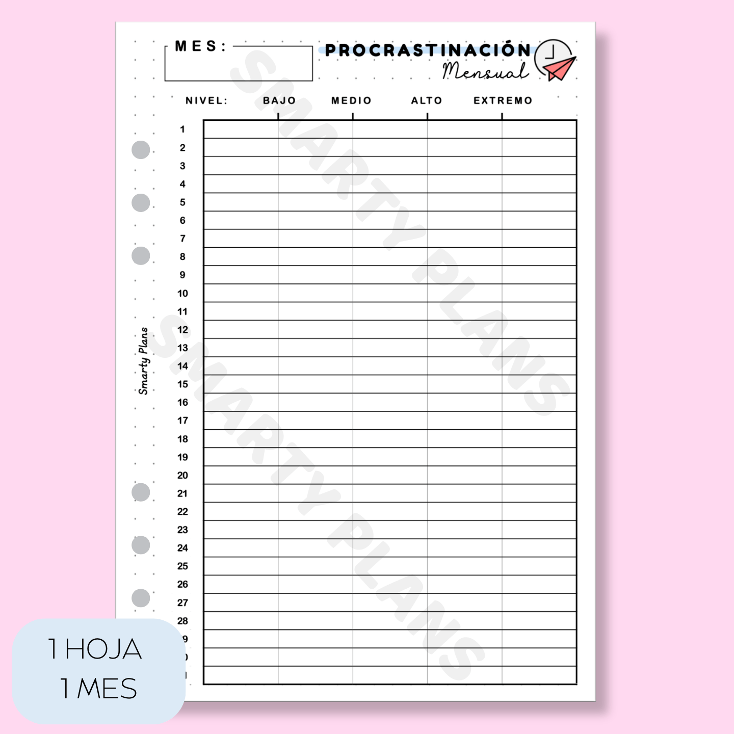 Plantilla Mensual - Procrastinación