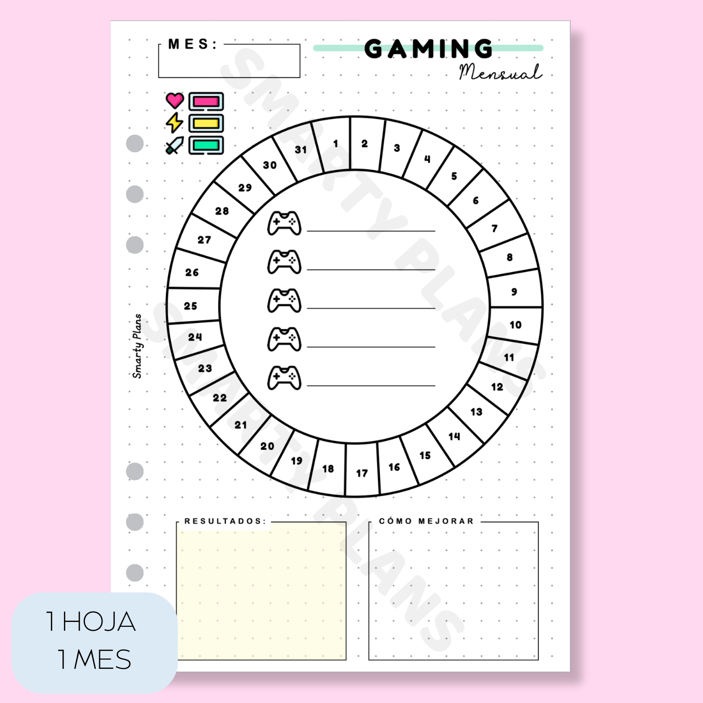 Plantilla Mensual - Gaming