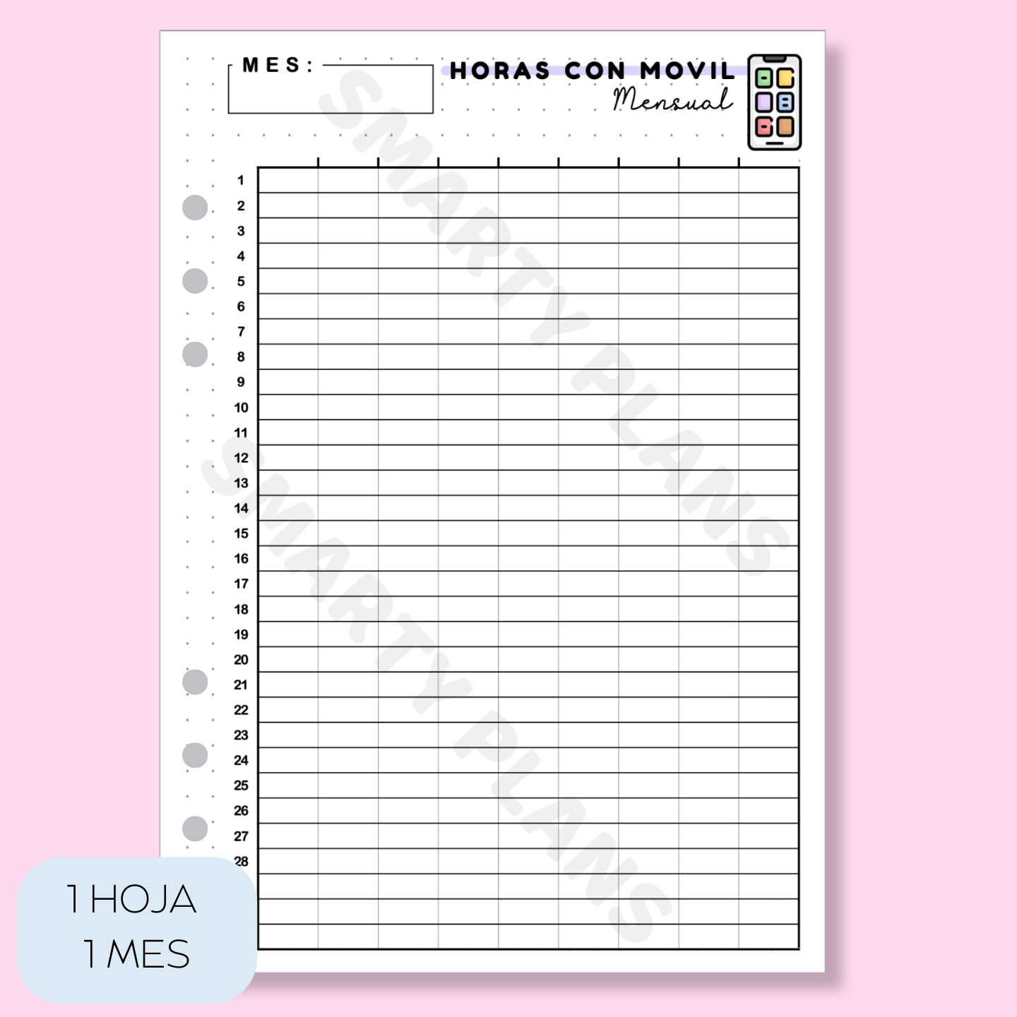 Plantilla Mensual Individual - Horas Con Móvil