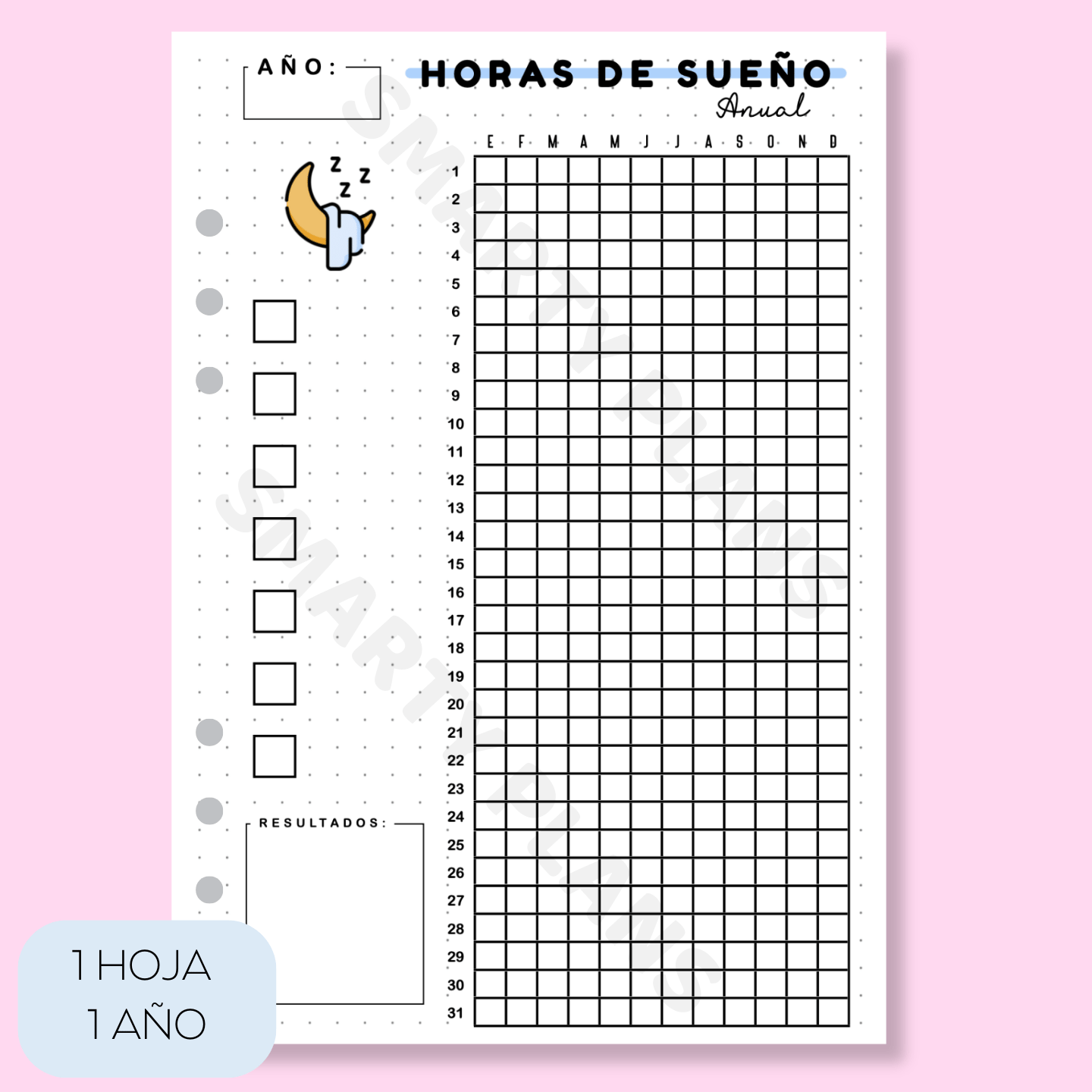 Hoja Anual - Horas de Sueño