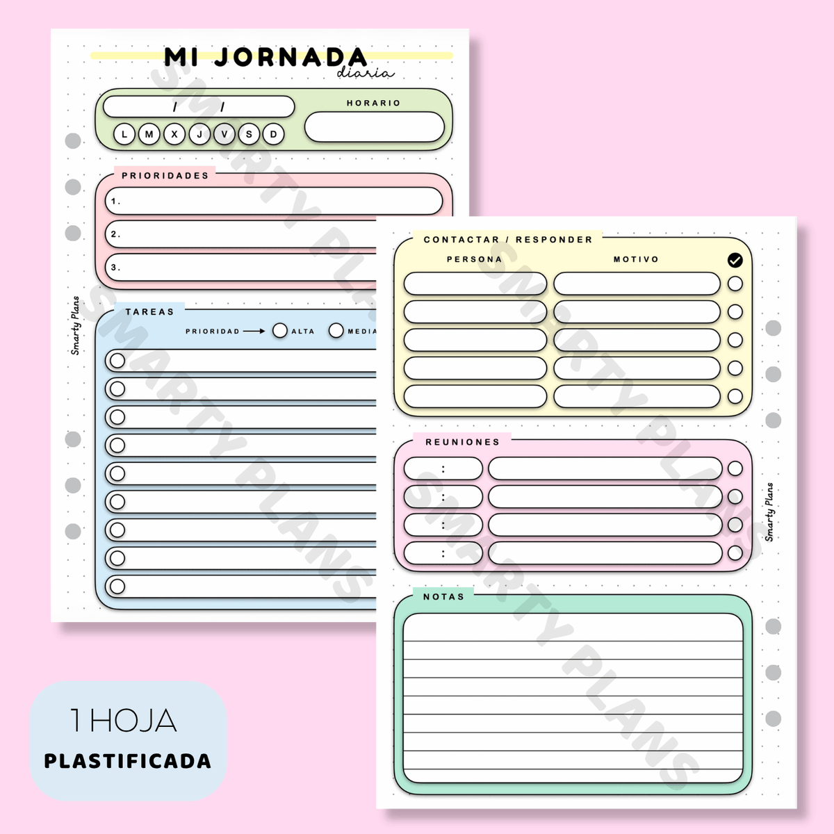 Plantilla Plastificada - Planificación Diaria Currante