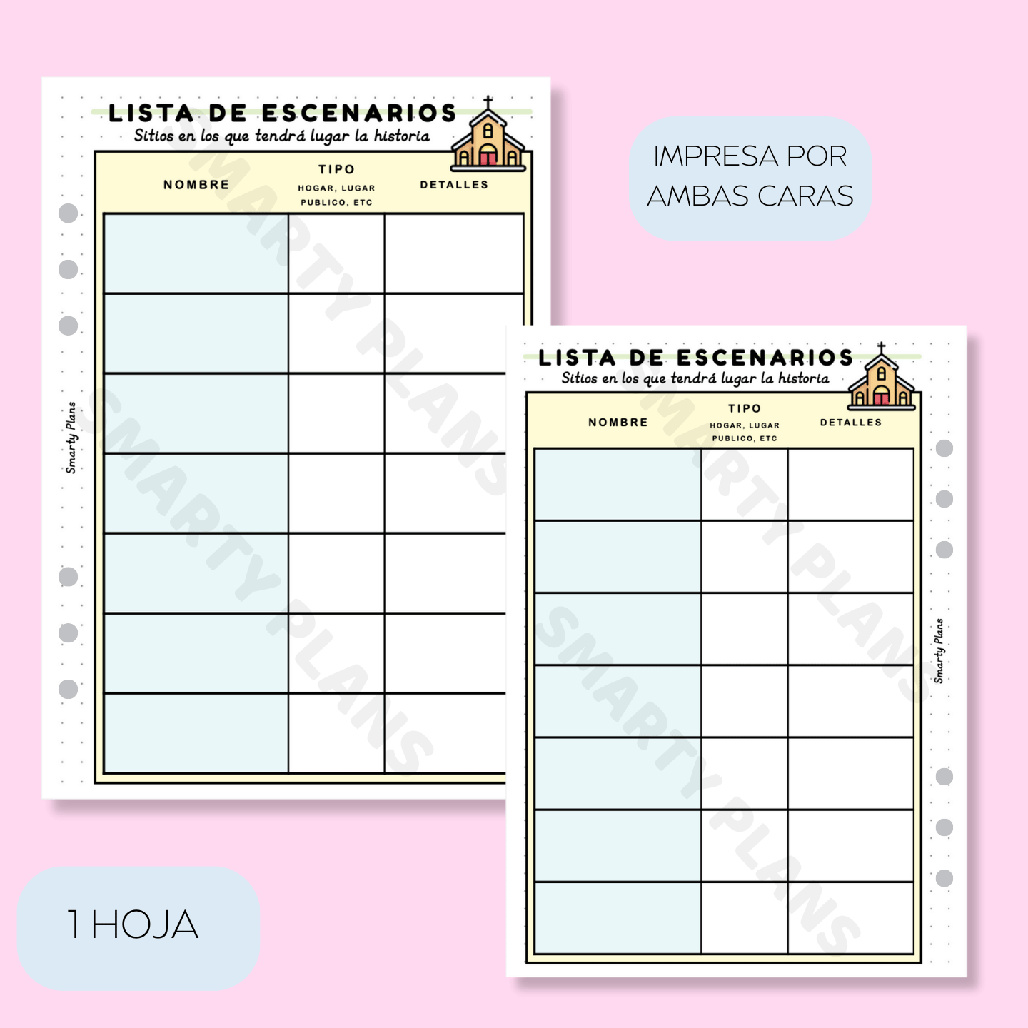 Plantilla Individual Escritores - Lista de Escenarios