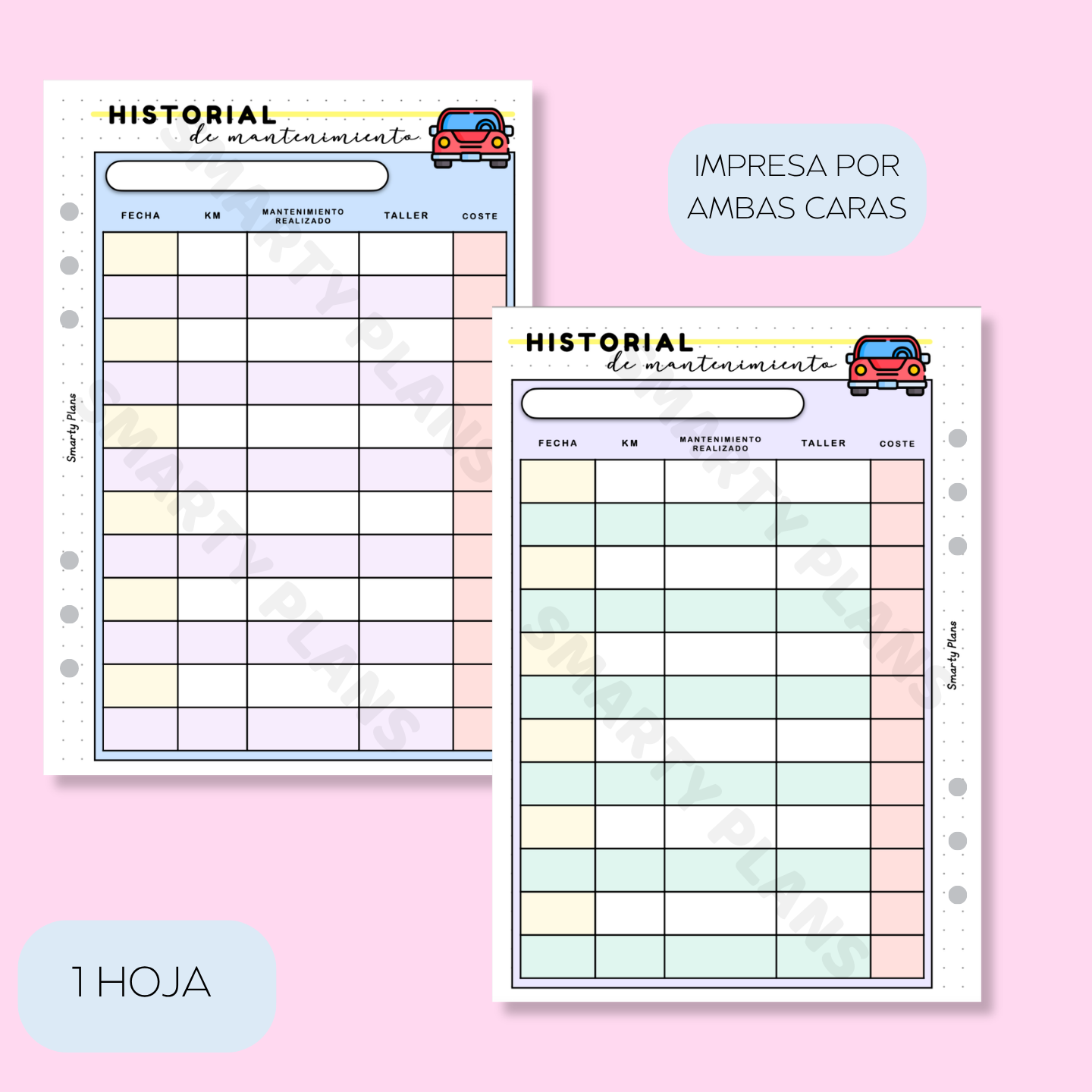Plantilla Individual Coche - Historial de Mantenimiento Específico
