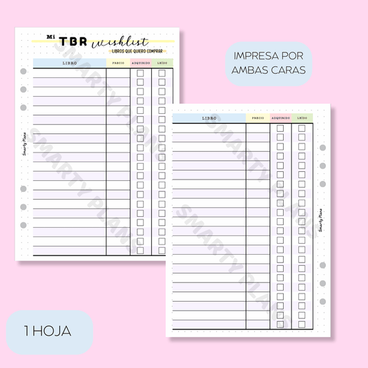 Plantilla Lectura - Mi TBR Wishlist
