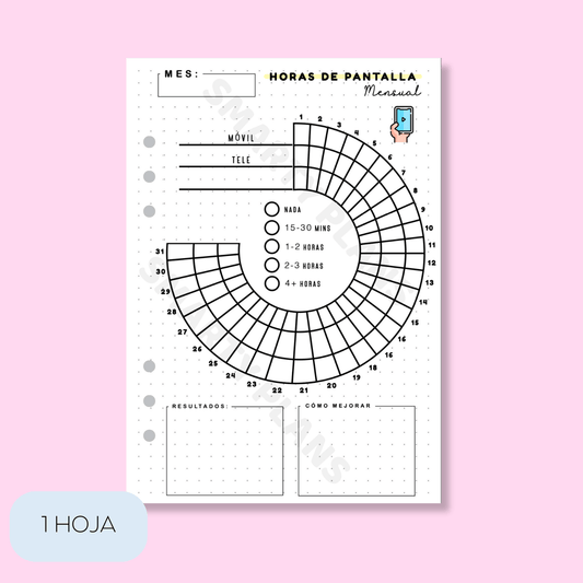 Plantilla Individual Mensual Entretenimiento - Horas de Pantalla