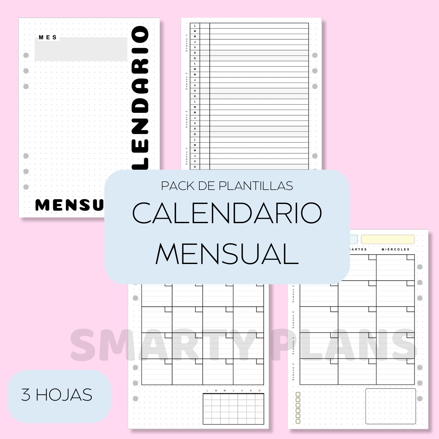 Calendario Mensual (blanco y negro)