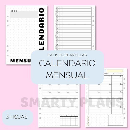 Calendario Mensual (blanco y negro)