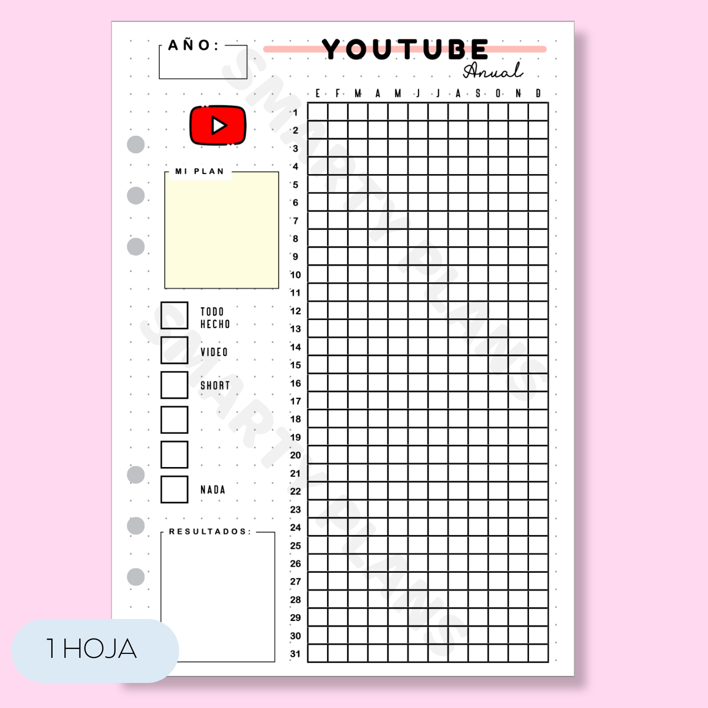 Hoja Anual Redes Sociales - Youtube