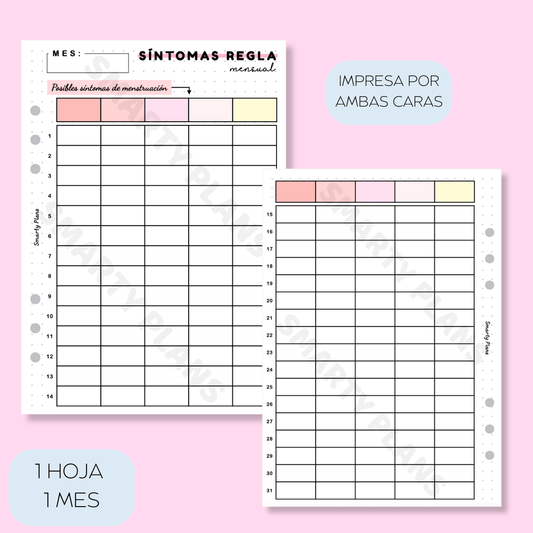 Plantilla Mensual - Síntomas Regla