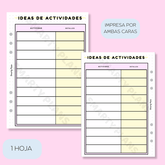 Plantilla Individual Eventos - Ideas de Actividades