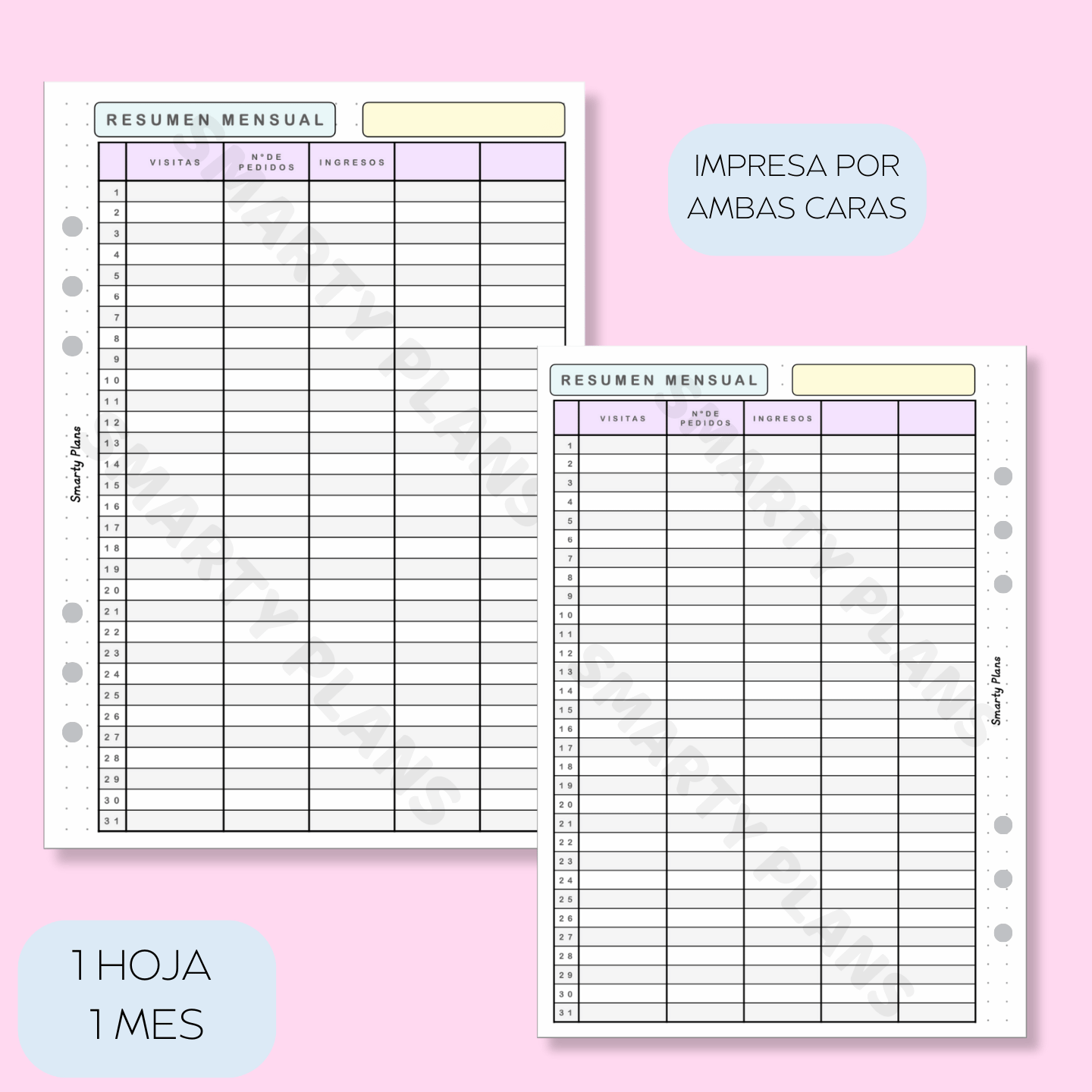 Plantilla Mensual Emprendedores - Resumen Mensual