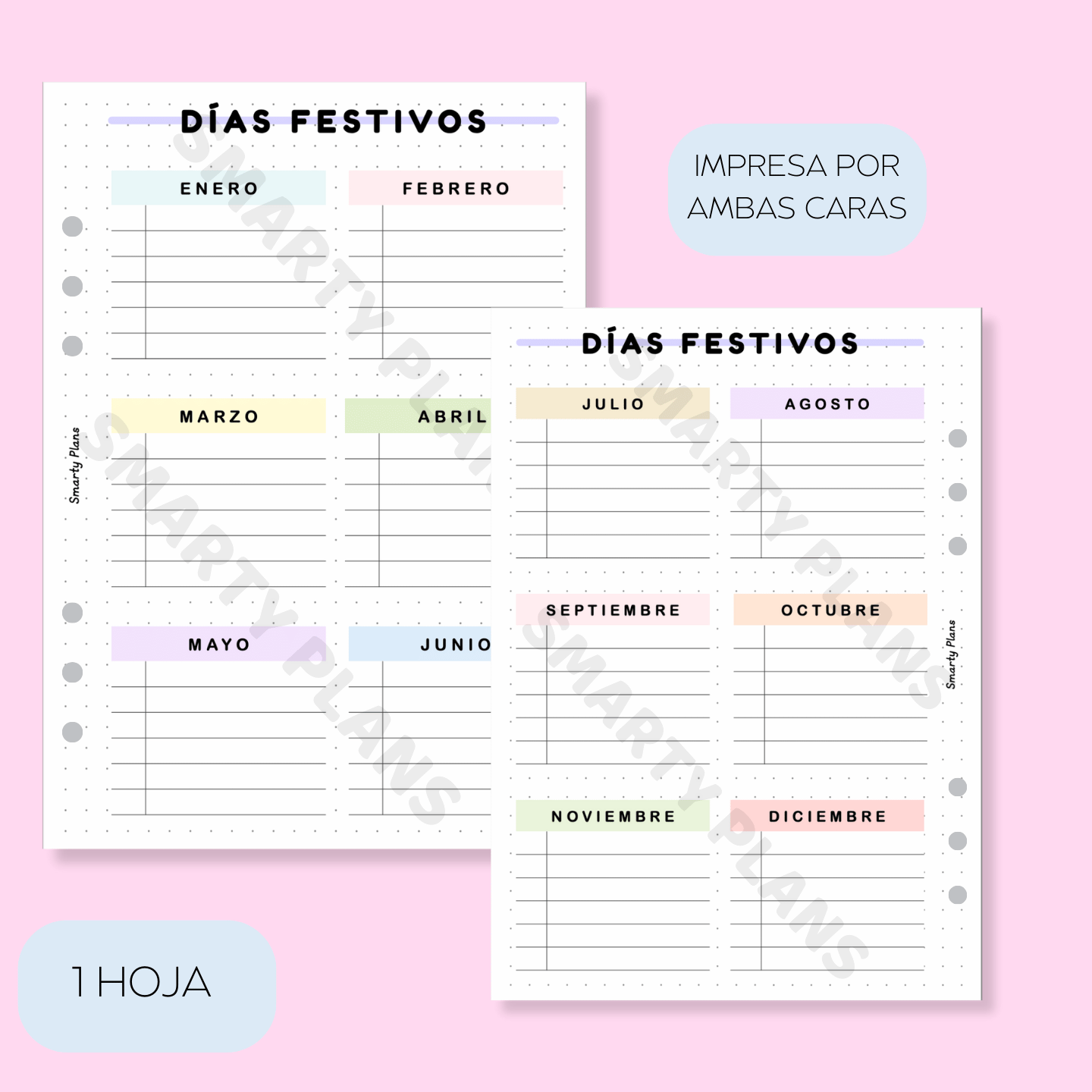 Hoja Anual - Calendario Días Festivos