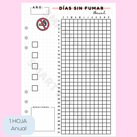 Hoja Anual Salud - Días Sin Fumar