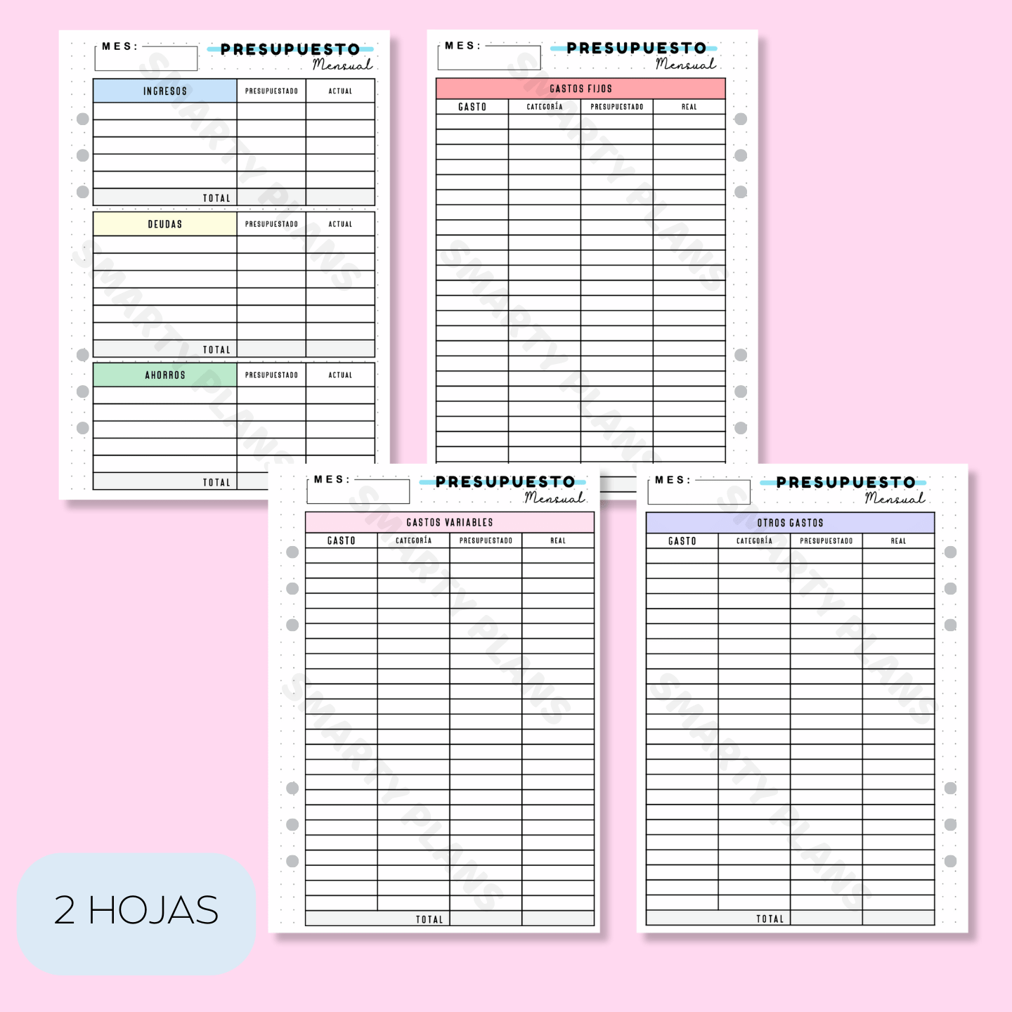 Plantilla Individual Mensual Finanzas - Mi Presupuesto