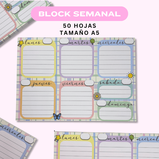 Bloc de Notas A5 - Semanal Horizontal