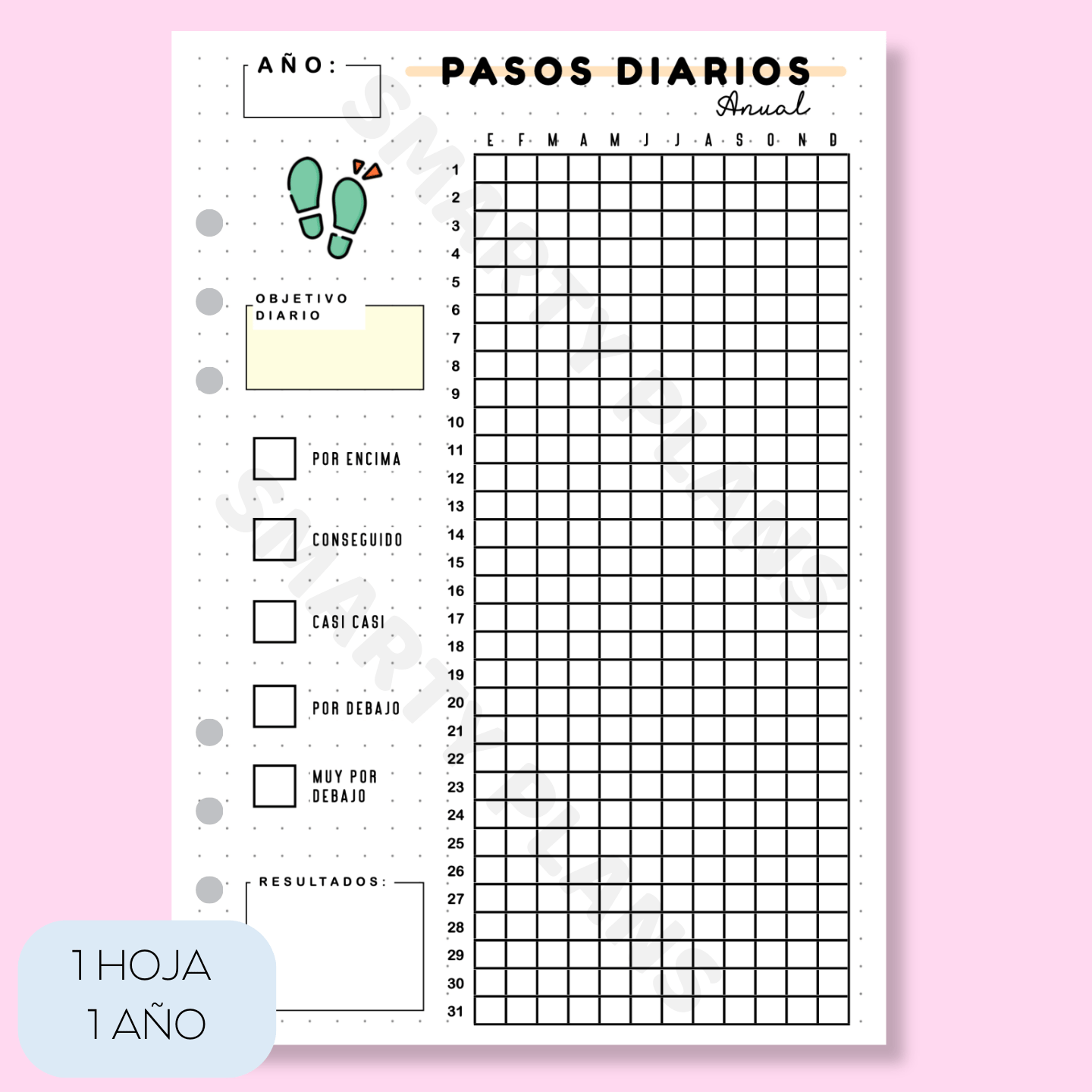 Hoja Anual - Pasos Diarios